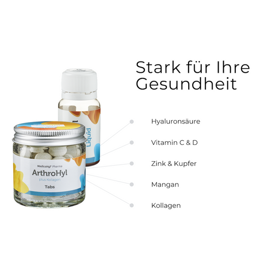 Neu: ArthroHyl plus Kollagen- Aktiv Kombi-Box - Trinkserum & Tabletten